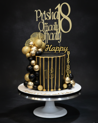 18th Birthday Cake - Black Theme