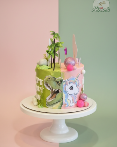 2 in 1 Cake - Dino and Unicorn